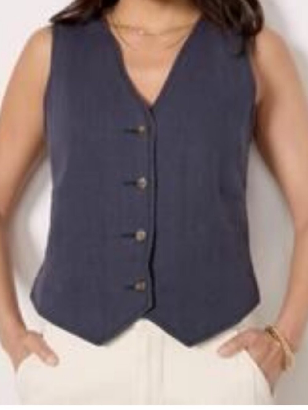 Faherty Navy Button-Front Vest.
